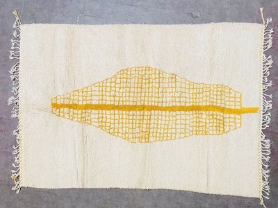 Yellow Moroccan Azilal rug - New Berber design Hand-Knotted Moroccan wool rug