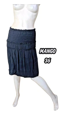 Mango Taille 36 Superbe jupe doublée noire en SOIE - Photo 1/3