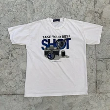 Vintage 90s Chocolate Creative Products Inc 35mm Camera Photography Promo Shirt