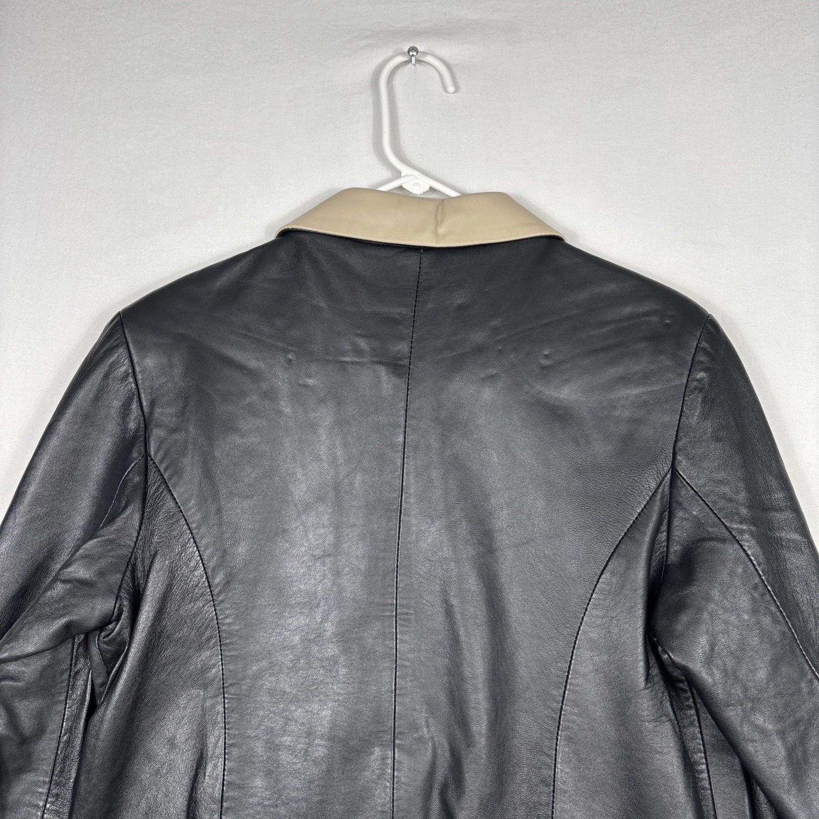 Vintage Vera Pelle Leather Jacket Men's 46 Black Biker Bomber Coat Made In Italy image 17