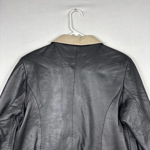 Vintage Vera Pelle Leather Jacket Men's 46 Black Biker Bomber Coat Made In Italy image 17