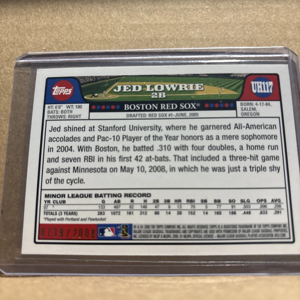 Actualizaciones y aspectos destacados Topps 2008 - dorado #UH117 Jed Lowrie/2008 Foto 2 de 2