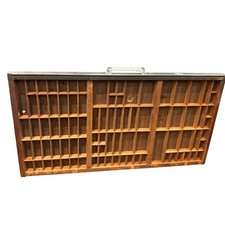 Vtg Wooden Printers Drawer Letterpress Trinket Tray Typeset Shadowbox Lg 32”