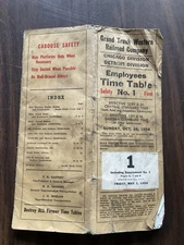 1958 Grand Trunk Western Railroad Employee Timetable #1 Chicago Detroit