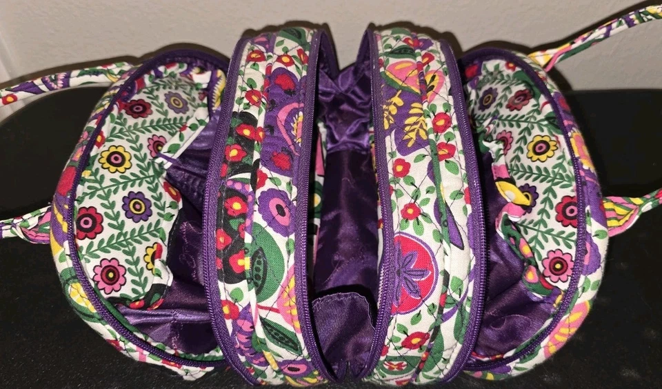 Vera Bradley Three To Get Ready Cosmético Maquillaje Joyería Bolsa de Viaje Viva La Vera Foto 3 de 4