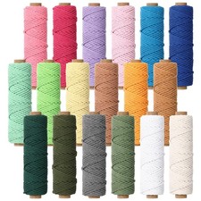 18 Rolls Macrame Cord 3mm x 594 Yards Natural Colored Macrame Cotton Cord R...