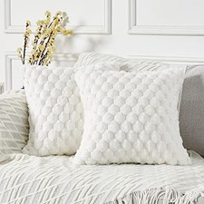 Pack of 2 Super Soft Cozy Decorative Throw Pillow Covers Fuzzy Plush Faux Fur