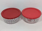 Set Of 2 Pyrex Halloween Ghost Glass Storage Bowls 1 QT 4 Cup With Lids