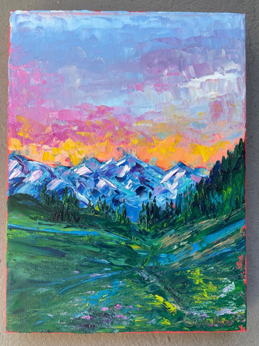 Mountains Colorado Oil On Canvas Palette Knife Colorful Contemporary Impression - Picture 2 of 10