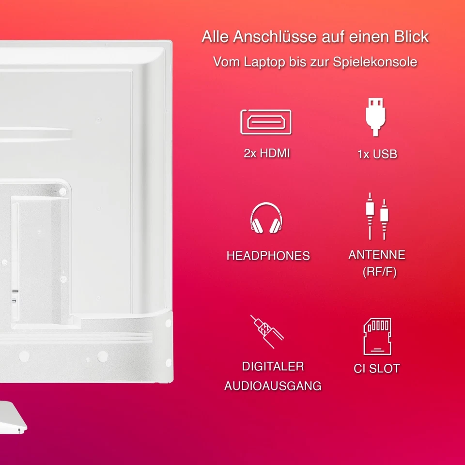 Telefunken XF32N750M-W 32 Zoll Fernseher Full HD LED TV Triple-Tuner weiß 2.Wahl - Bild 3 von 4