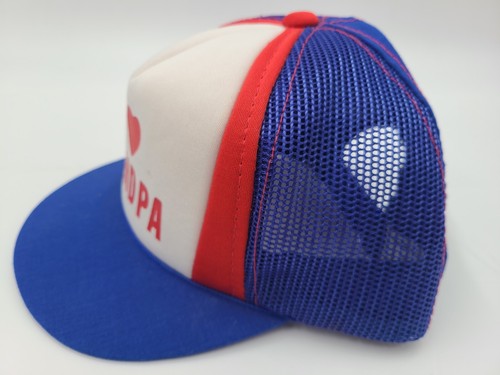 Vintage Youth Size 3-6 Years I Love Grandpa Mesh Trucker Snapback Hat Cap Heart - Picture 7 of 14