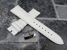 20mm Leather Strap White Watch Band with OEM OMEGA Tang Buckle Set Polish White