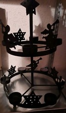 Leuchter Dekoleuchter Teelichthalter Metall Schwarz Rund Demontierbar