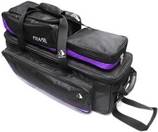 Triple Tote Roller Bowling Ball Bag Black/Purple Shoe Compartment Pyramid Path