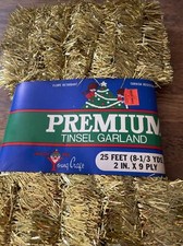 25 Feet NOS Gold Christmas Tinsel Garland Premium Christmas Made USA 2 New Old