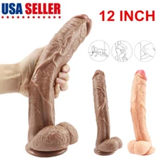 12 INCH Silicone Realistic Dildo Skin Feeling Huge Penis Strong Suction Big Dick