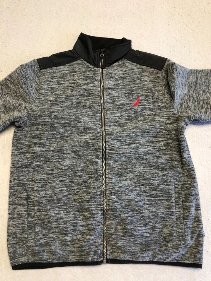 Nautica Sweatshirt Kids Boy's Large 14-16 Fleece Full Zip Collared Logo Casual - Image 2 of 4