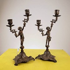 coppia di candelabri vintage in ottone
