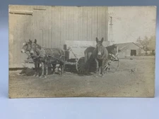 c 1910 BEDFORD IOWA Farm WINDMILL Horse Team Barn PHOTO Postcard Antique RPPC