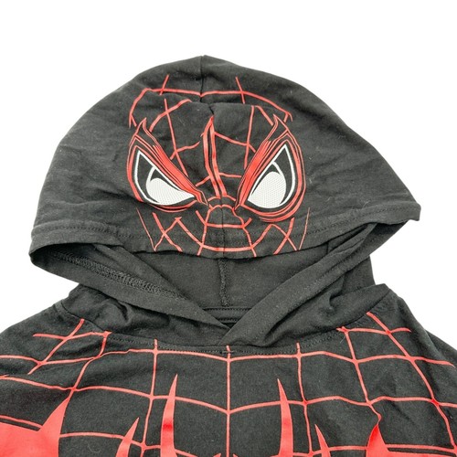 Spider-Man Miles Morales Kids Hoodie T-Shirt Size 10/12 Black Red SS Cotton - Picture 5 of 6