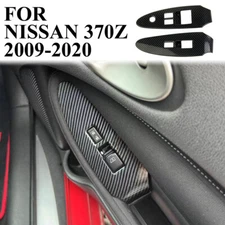 Carbon Fiber Style inner Window Lift Switch Panel Trim Cover Fit For Nissan 370Z