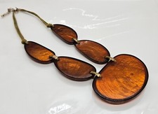 Fashion Lucite Necklace Root Beer Color Statement Design 22