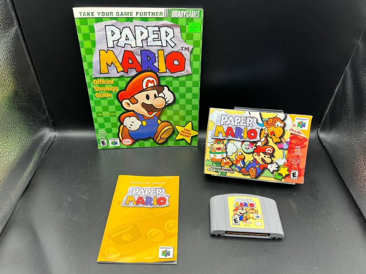 Paper Mario N64 Complete in Box CIB w/Brady Guide WATA VGA