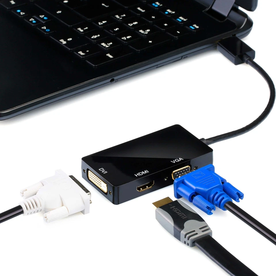 CSL - 3in1 DisplayPort zu VGA + HDMI + DVI Adapter (Konverter) 3in1 Videoadapter - Bild 3 von 4