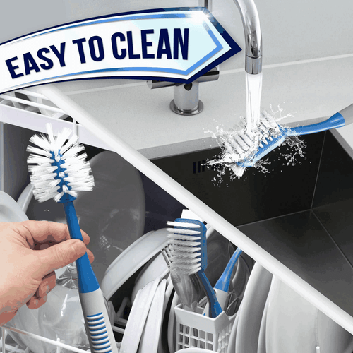 Dish Brush Set of 3 with Bottle Water Brush Dish Scrub Blue Dishwasher Safe - Picture 7 of 8
