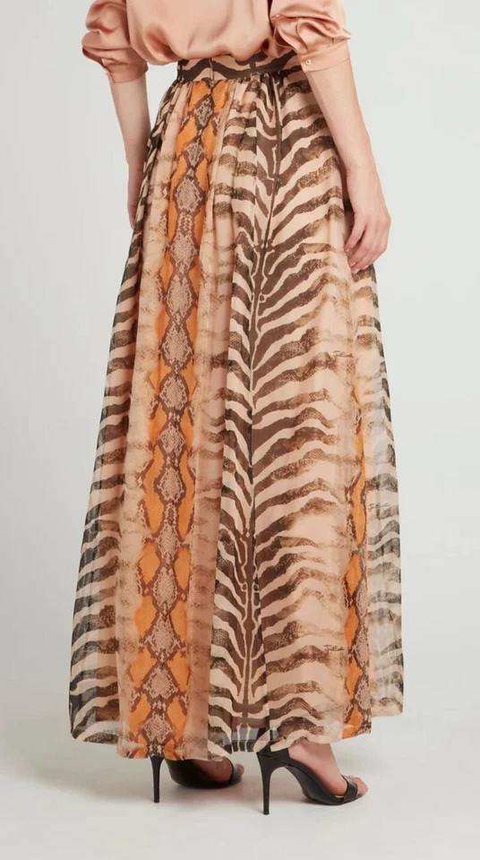 Falda Larga Just Cavalli Beige Estampado Animal Seda Maxi $871, Talla 38 o XS, ¡NUEVA CON ETIQUETAS! Foto 3 de 4