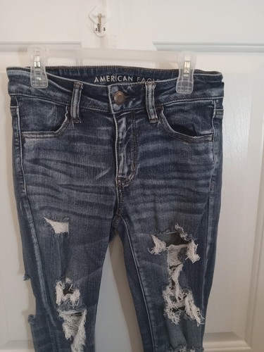 American Eagle Size 4 Jegging Medium Wash Destroyed Next Level St - Picture 8 of 24