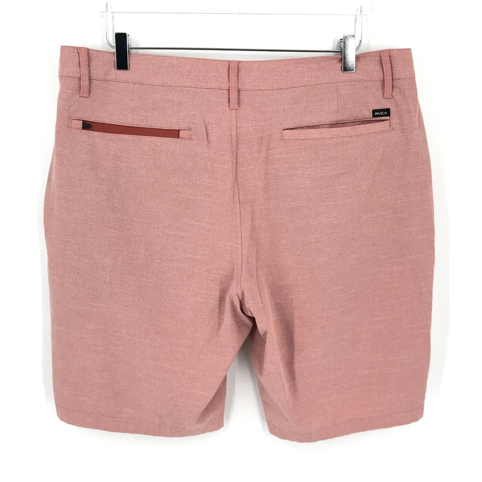 Мужские шорты RVCA 36 красные розовые гибридные плоские спереди китайские плавки двойного назначения - Изображение 2 из 4