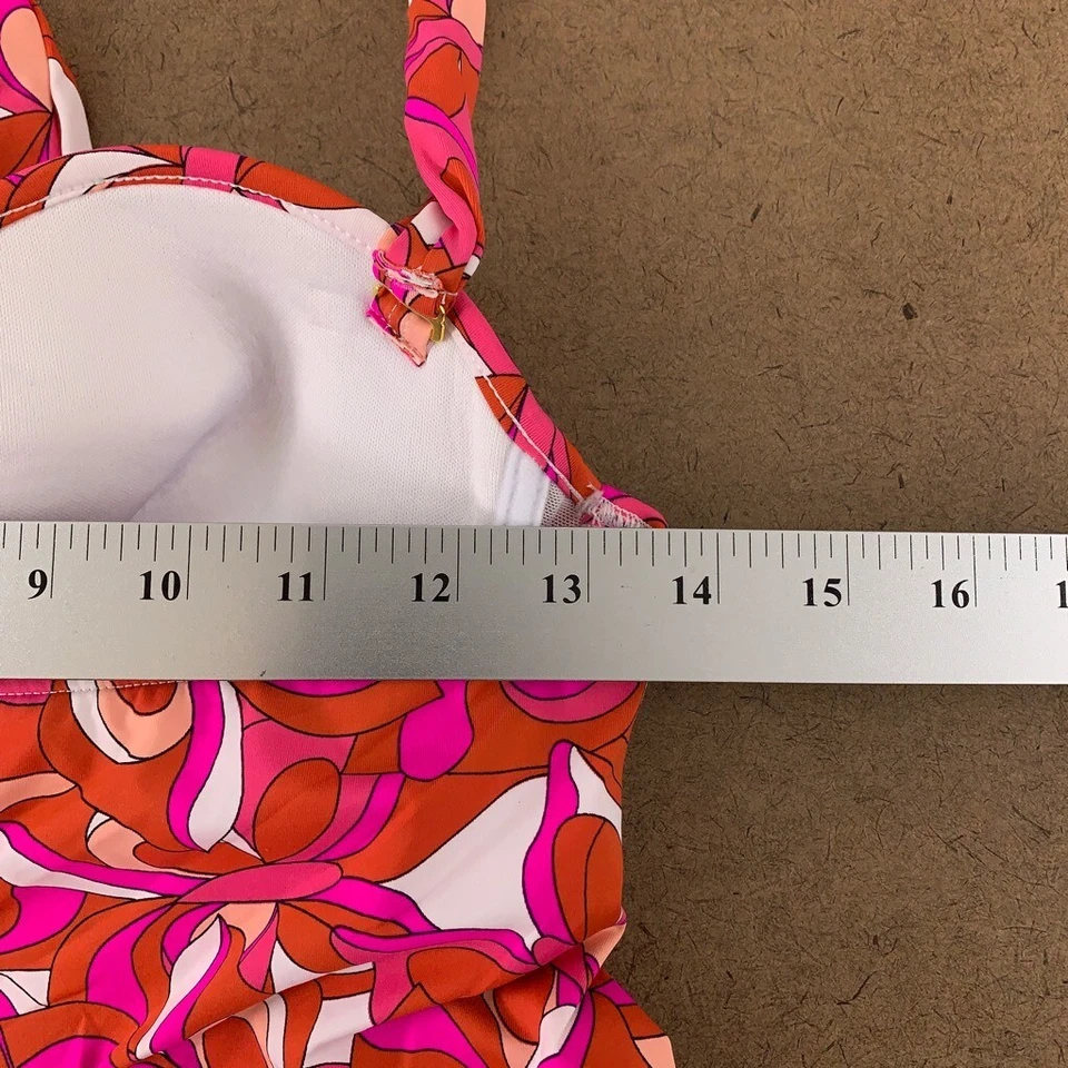 Lascana Venus 女式三明治上衣红色粉红色花卉弹力吊带结 8 全新 — 第 4/4 张图片