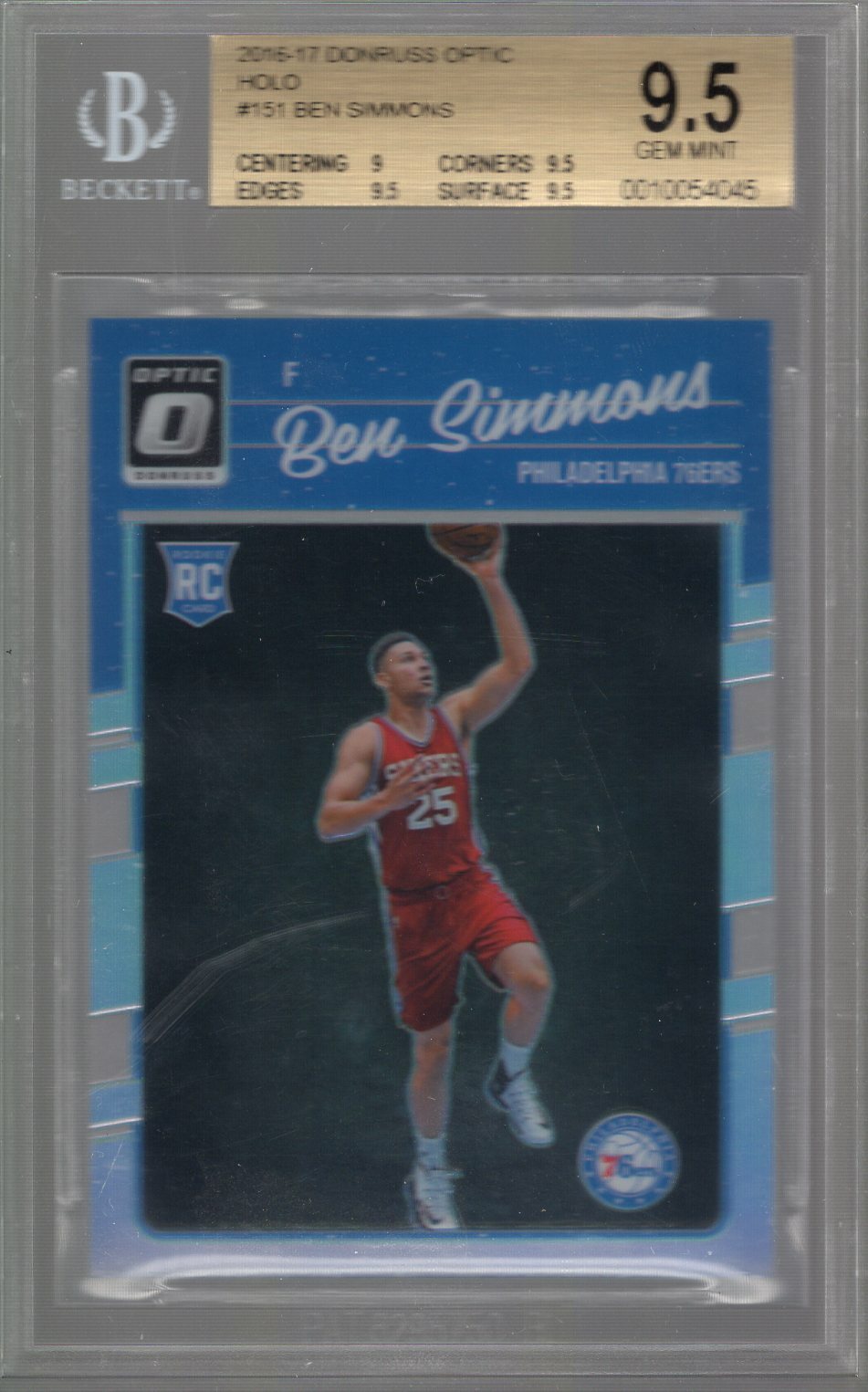 BEN SIMMONS 2016/17 DONRUSS OPTIC HOLO #151 RC BGS 9.5 GEM MINT SIXERS