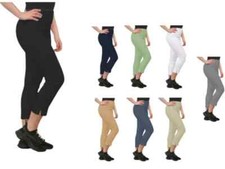Women’s Capri Trousers 3/4 Length Summer Stretch Cropped Pants Ladies Bengaline