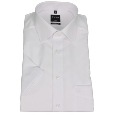 Olymp Men Shirt Short Sleeve Luxor Modern Fit White Plain 030012 00