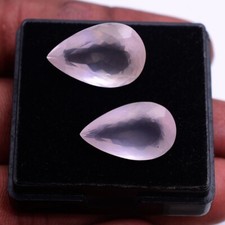 2 Pcs Natural Rose Quartz 19mm-20mm Pear Faceted Cut Top Quality Loose Gemstones