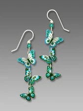 Sienna Sky Earrings Sterling Silver Hook Cascading 3D Turquoise Teal Butterfly