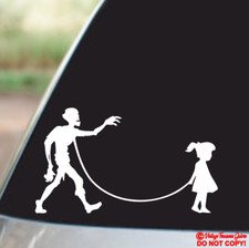 Girl Walking A Zombie Vinyl Decal Sticker Car Window Wall Bumper Funny Dead Jdm