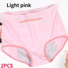 2 X Women Cotton Briefs Underwear with Pocket High Waist Panties Comfortable