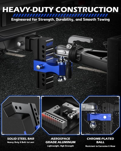 OMT 2.5" Receiver 8" Drop Adjustable Trailer Hitch Tow Hitch Dual Ball 18500 lb - 第 7/10 張圖片