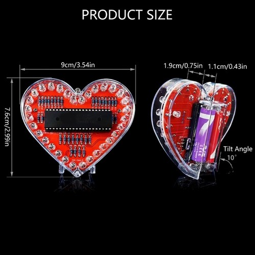 Heart Shaped RGBs LED Soldering Exercise Project Kit for Learning and Crafting - Picture 8 of 8