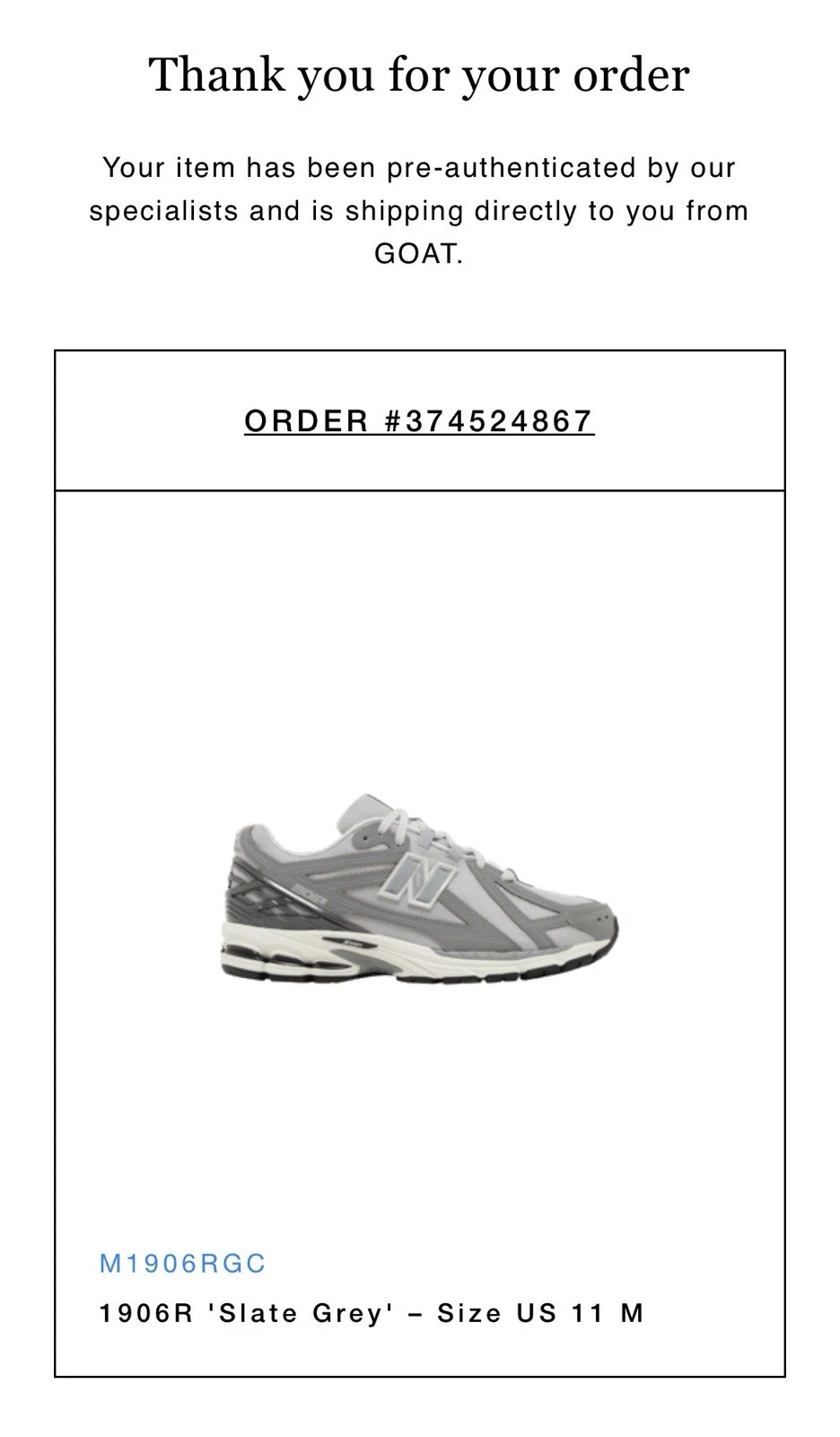 New Balance 1906r grigio ardesia UK 10 5 autentico originale
