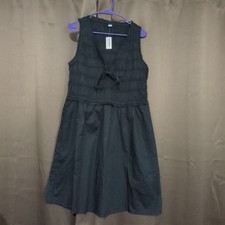 Old Navy Dress Womens Large Tall Black Smocked Tie Shoulder V-Neck NWT