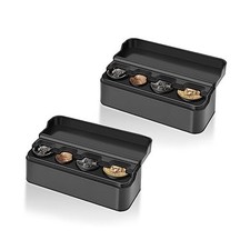 Compact Coin Holder for Car - 4 Compartment Automatically Holds Coins 2 Pack