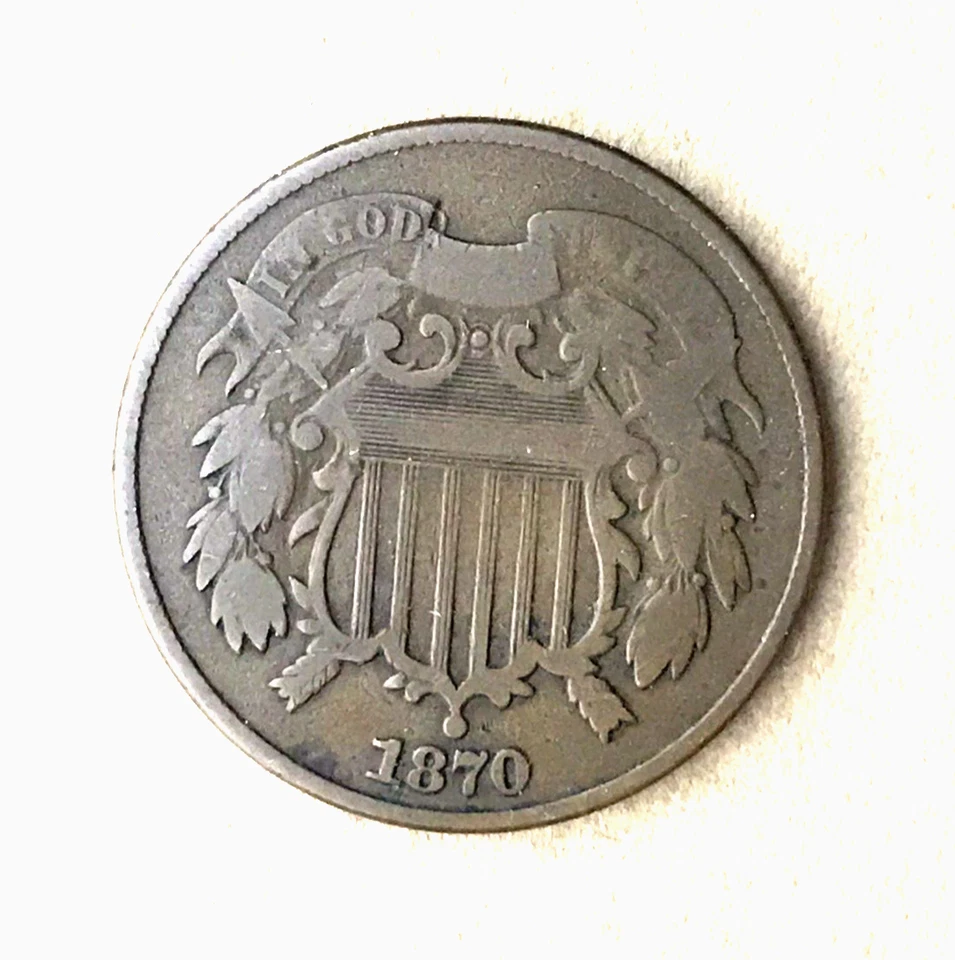 1870 Obsolete Two Cent Piece Better Date - Low mintage only 861,250 US Coins 2C - Image 4 of 4