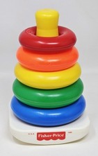 Fisher Price Rock A Stack 1050 Stacking Rings Rainbow Plastic Cognitive Toy VTG