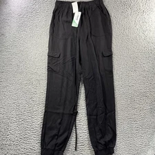 Love Tree Tencel Cargo Pants Joggers Womens Medium Black NWT Fits 28x30 *READ*