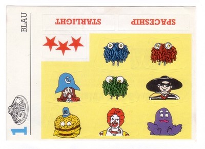 McDonald's UFO-Spaß AUFKLEBER - STARLIGHT SPACESHIP AUFKLEBERBOGEN