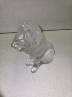Vintage 8''  Lalique France Frosted Glass Bamara Sitting Lion